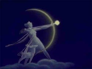 Greek goddess Diana Crescent Moon Symbol
