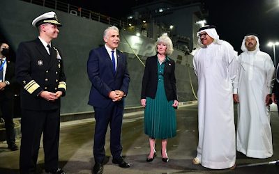 On Lapid’s Bahrain visit, a photo op at a US Navy base meant for Iranian eyes