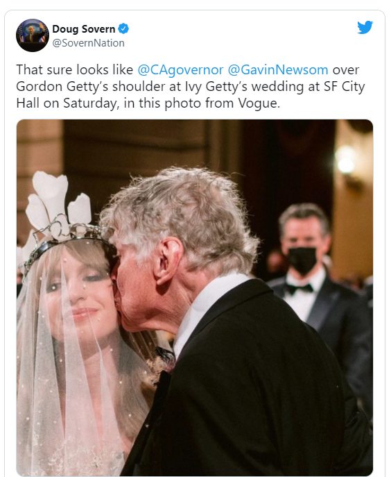 2021 11 18 14 36 37 Gavin Newsom spotted at Getty heiress wedding amid public absence The Wedding of Billionaire Heiress Ivy Getty Was a Show of Elite Power and Symbolism